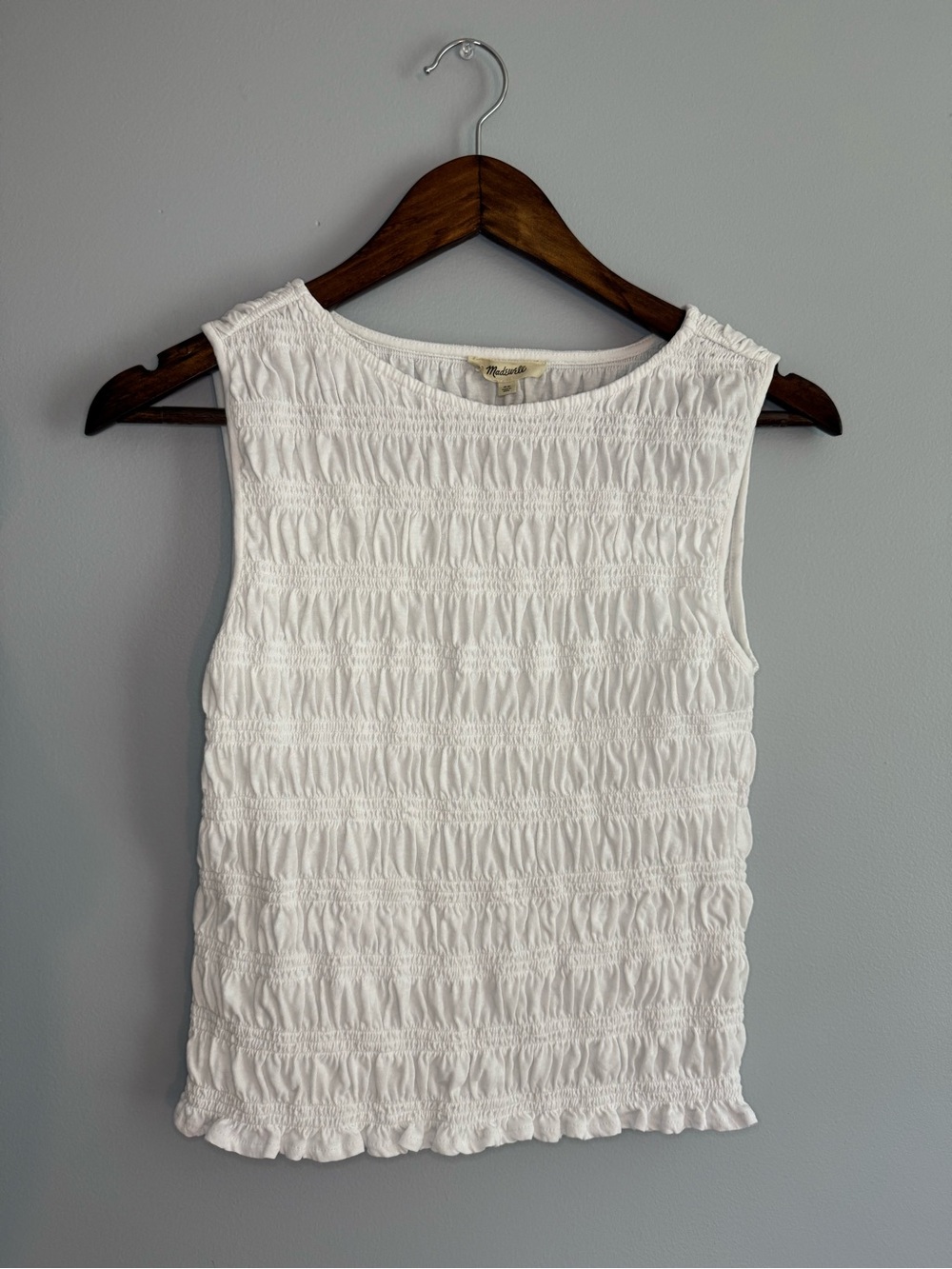 Madewell White Smocked Top - XS - Picture 5 of 8